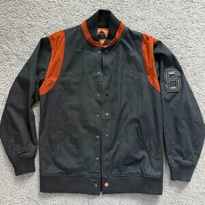 Black Scale Black and Orange Devil in the Details Bomber Jacket - Men's Size M